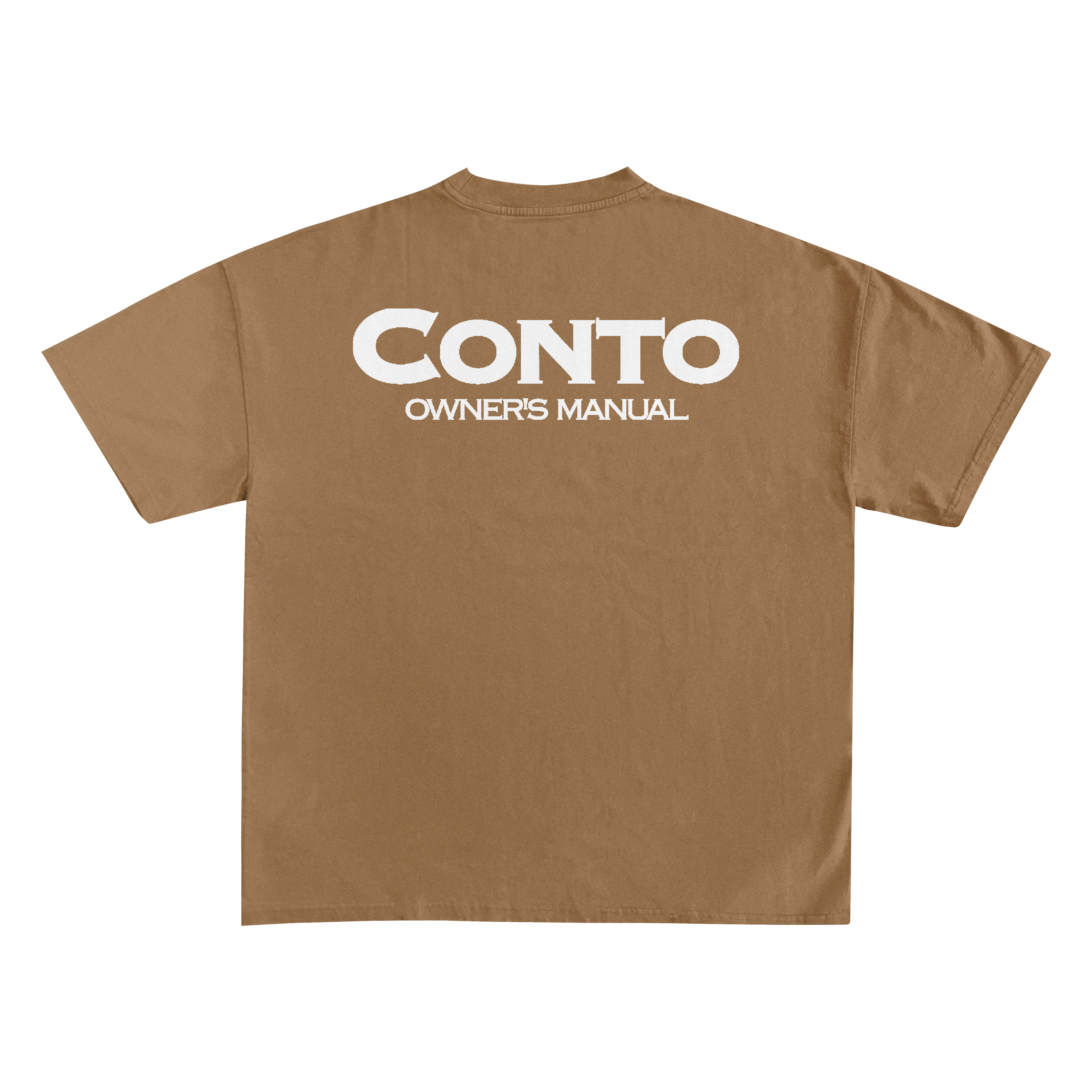 CONTO OWNERS MANUAL T-SHIRT - BROWN & WHITE.