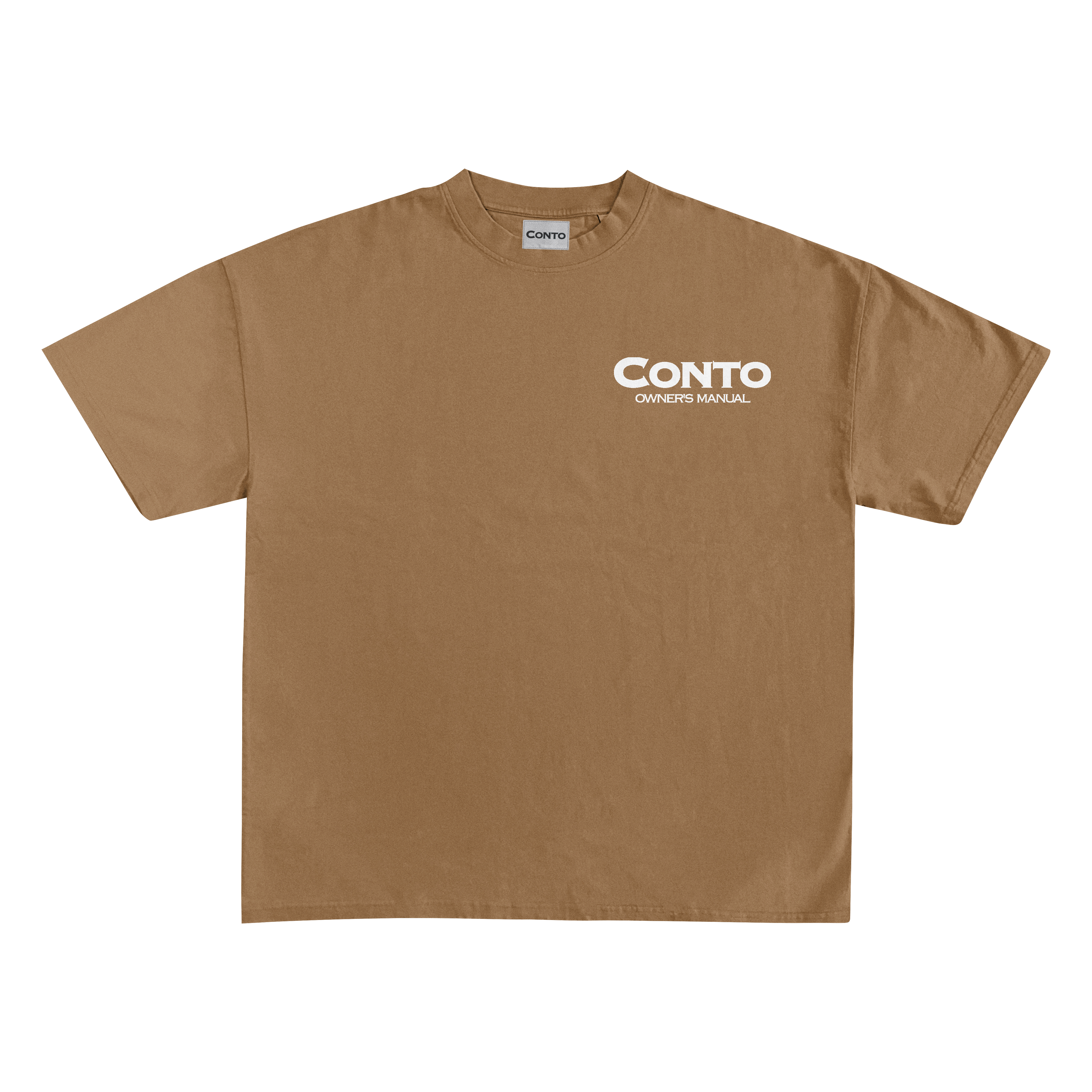 CONTO OWNERS MANUAL T-SHIRT - BROWN & WHITE.