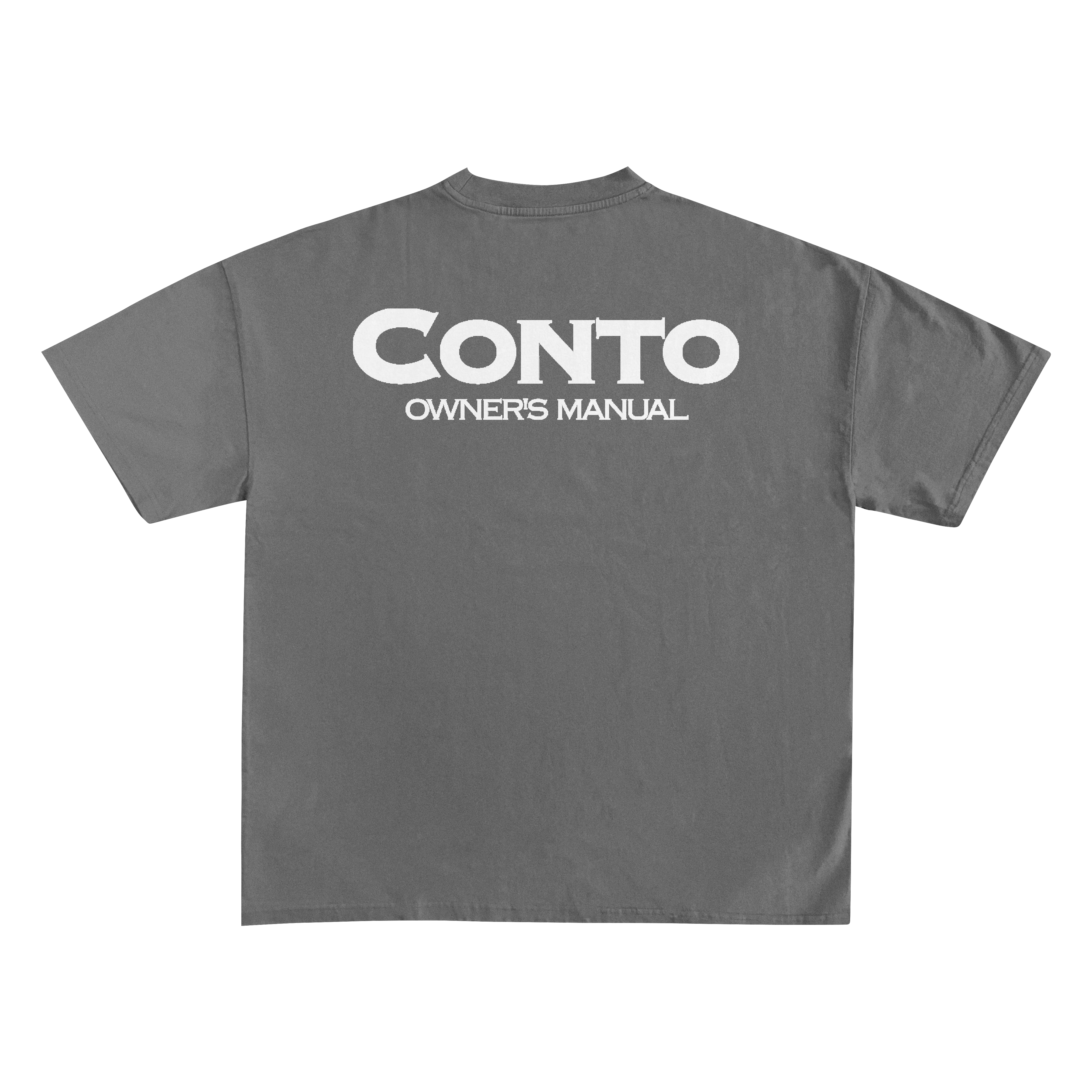 CONTO OWNERS MANUAL T-SHIRT - CHARCOAL & WHITE.