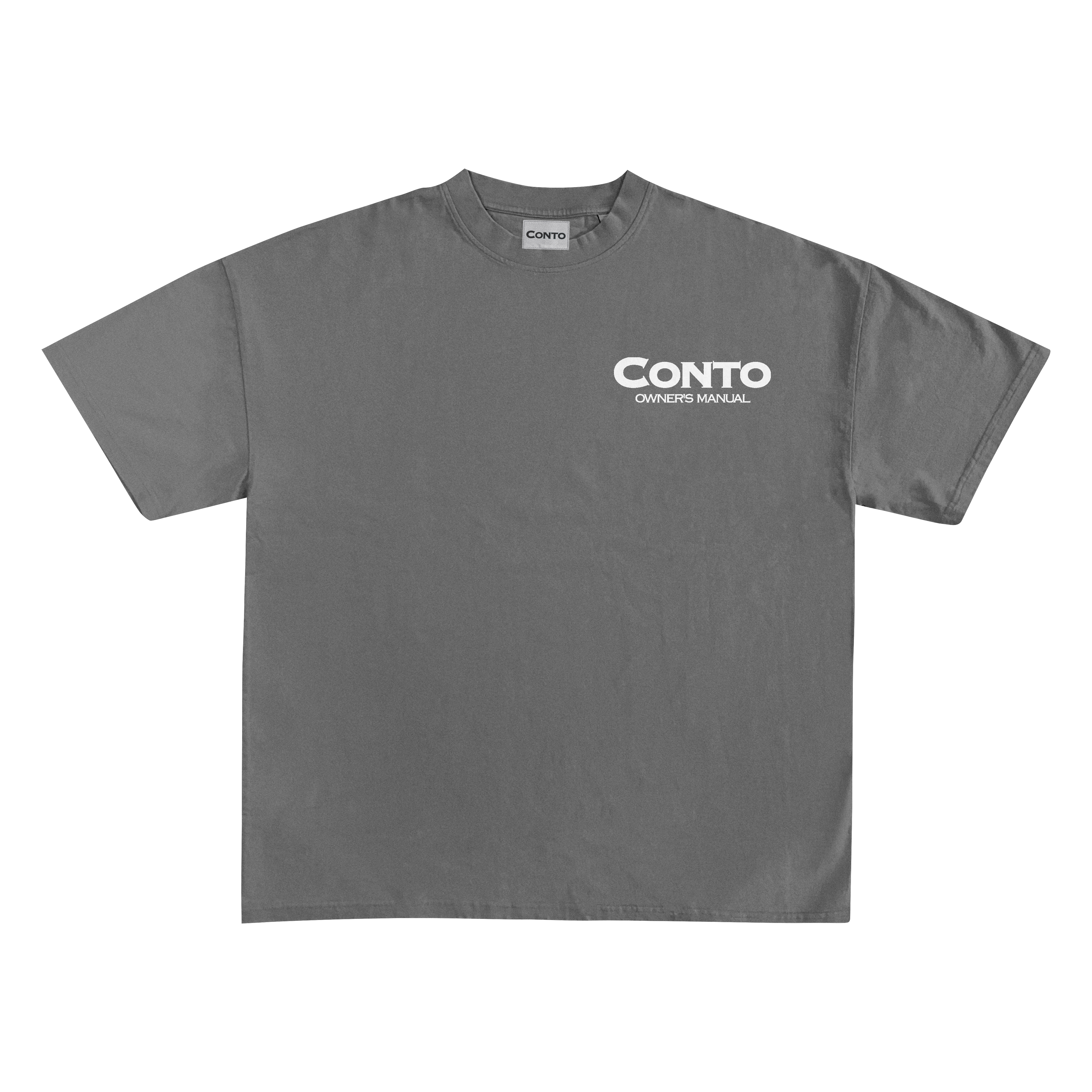 CONTO OWNERS MANUAL T-SHIRT - CHARCOAL & WHITE.