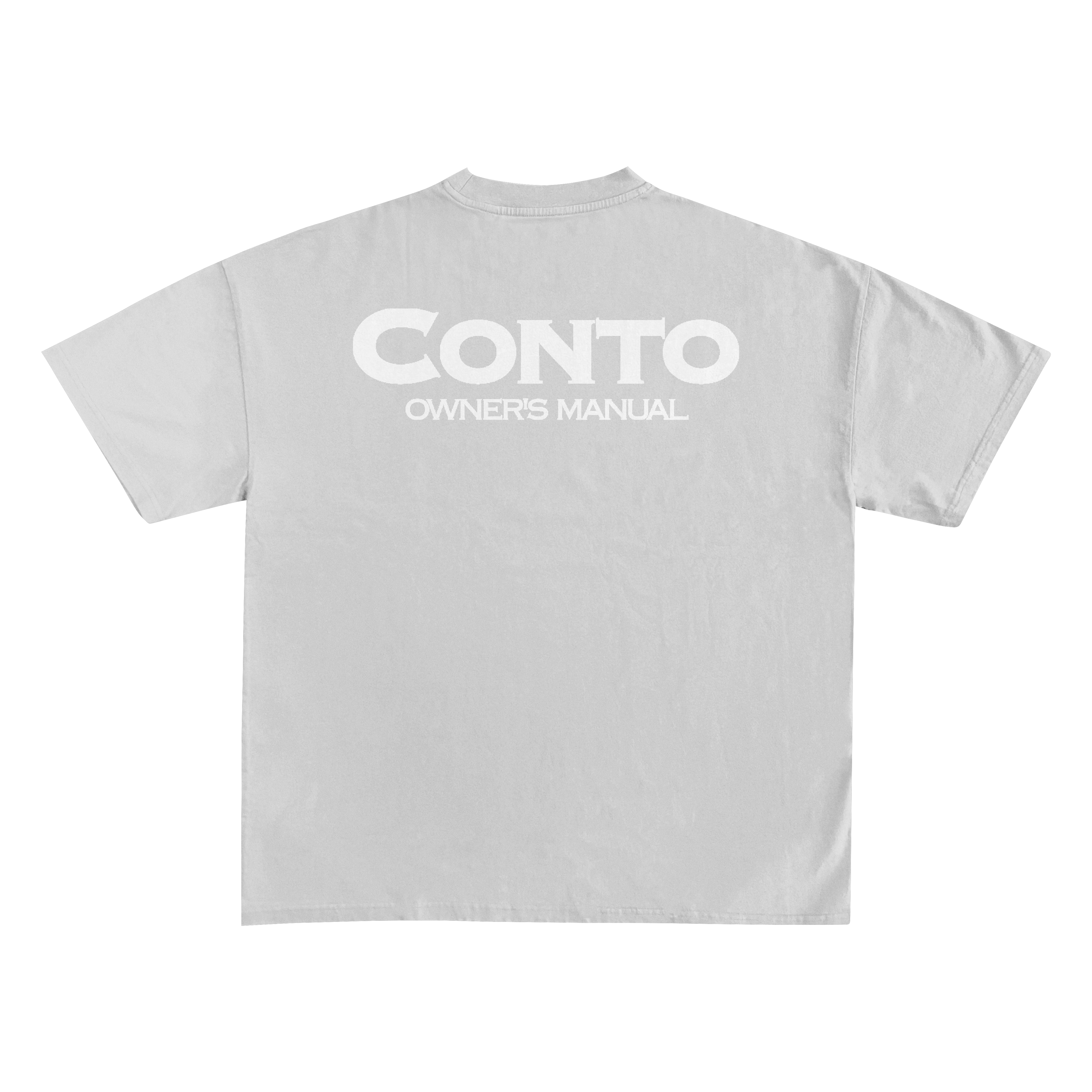 CONTO OWNERS MANUAL T-SHIRT - LIGHT GREY & WHITE.