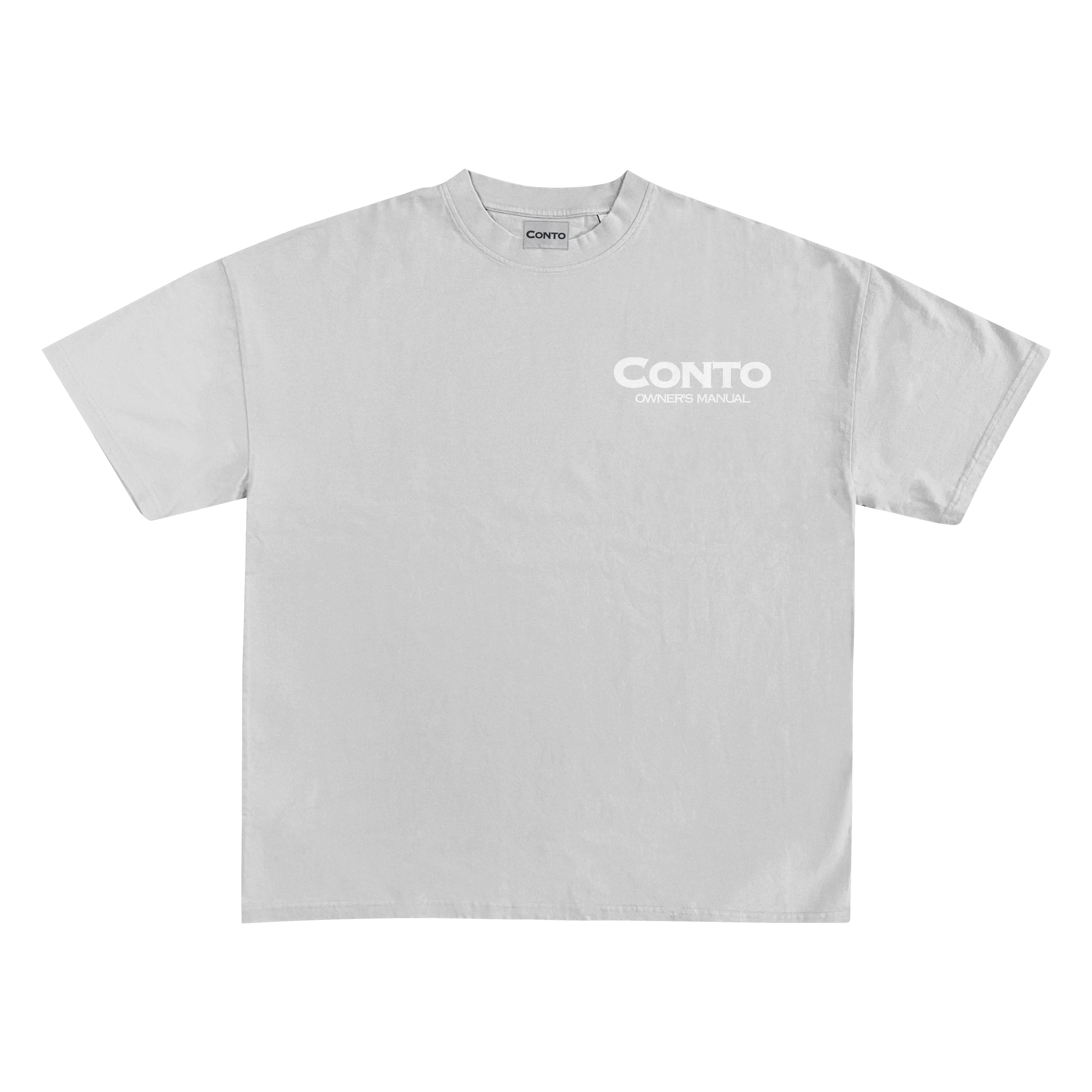 CONTO OWNERS MANUAL T-SHIRT - LIGHT GREY & WHITE.