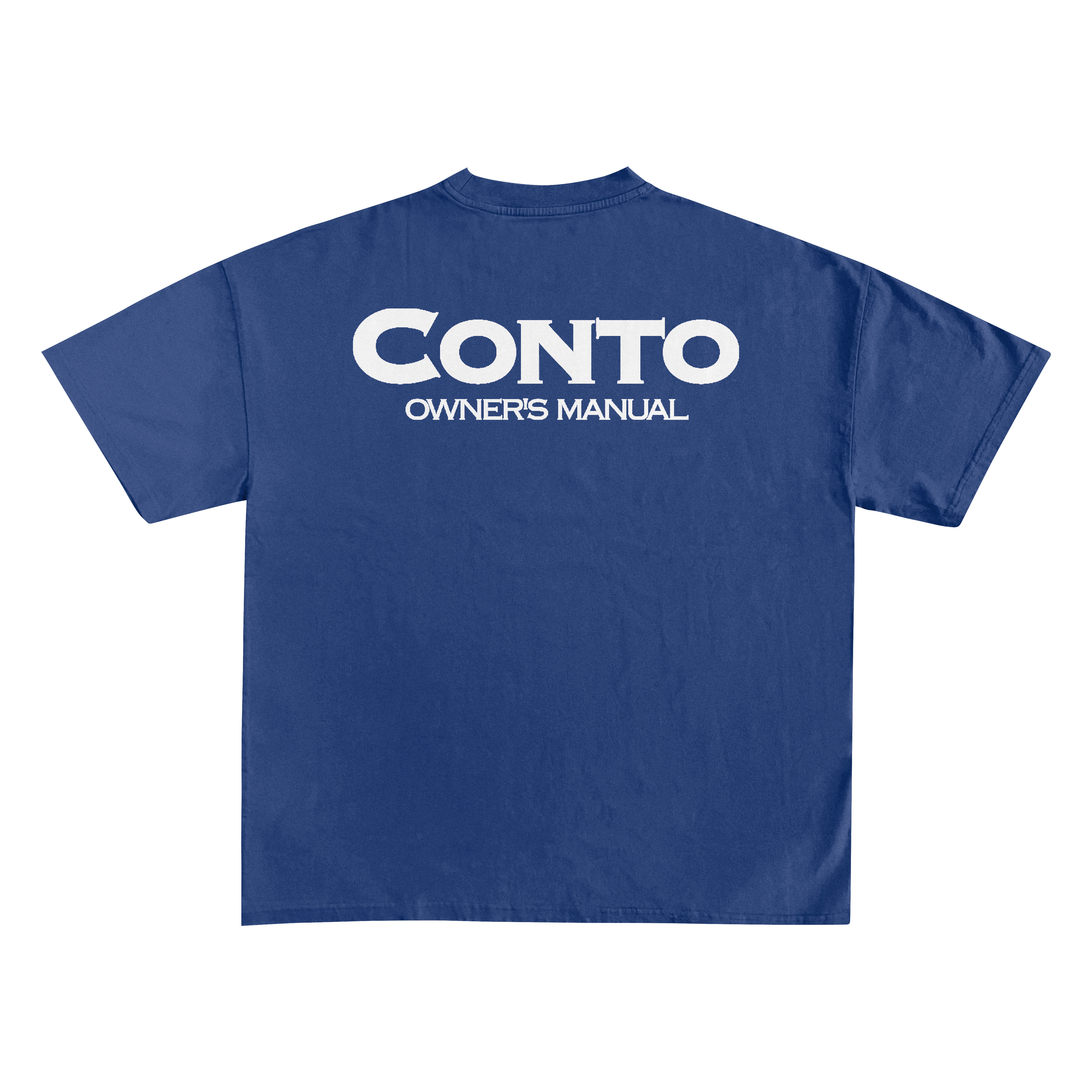 CONTO OWNERS MANUAL T-SHIRT - ROYAL BLUE & WHITE.