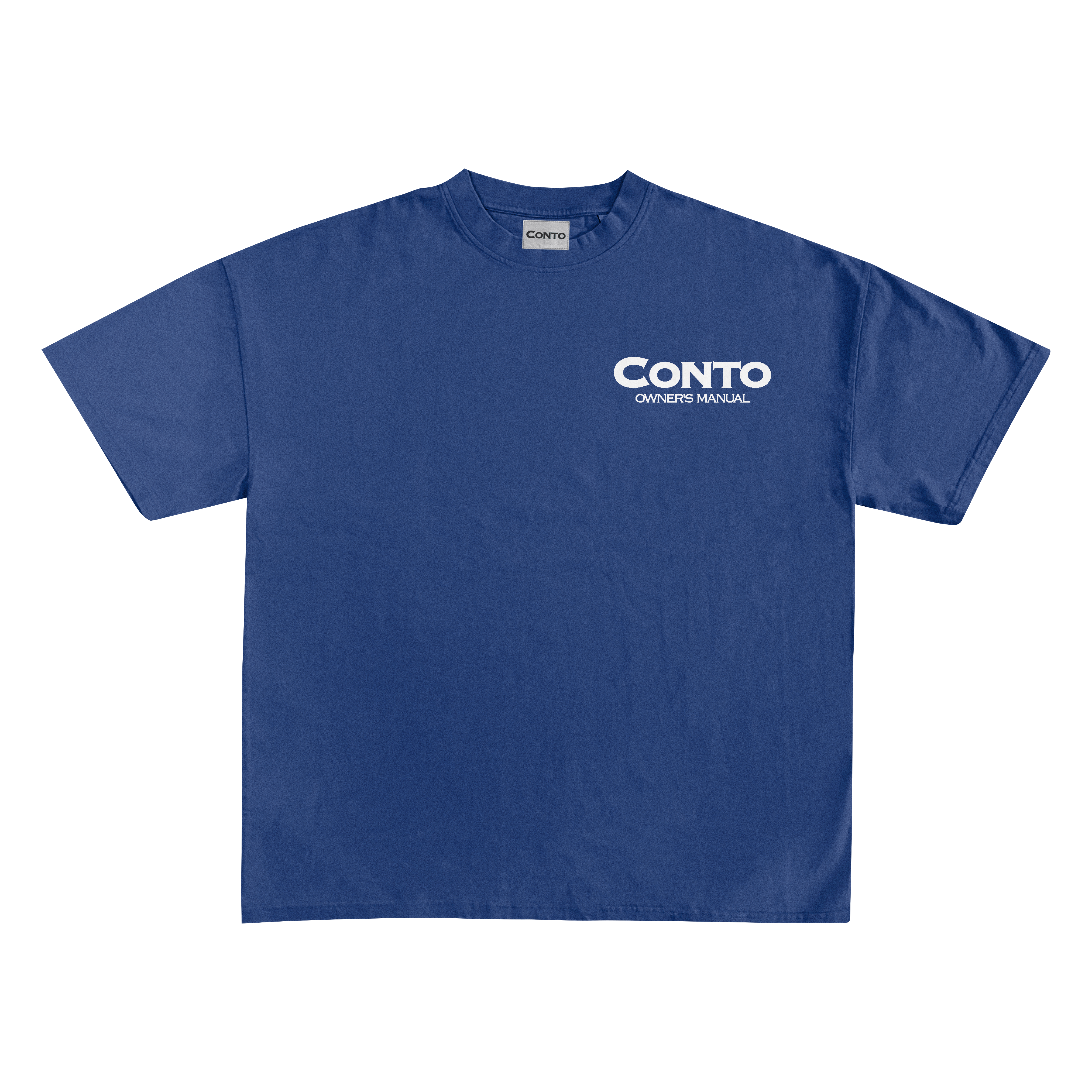 CONTO OWNERS MANUAL T-SHIRT - ROYAL BLUE & WHITE.