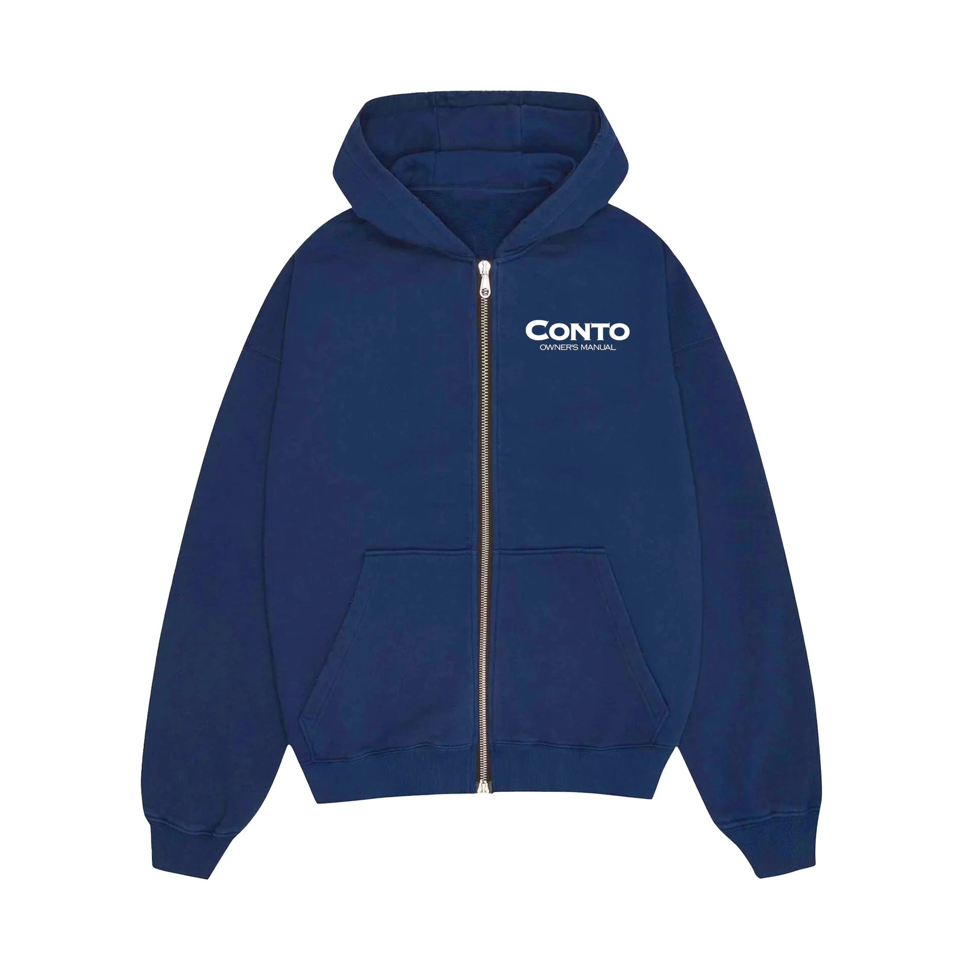 CONTO OWNERS MANUAL ZIP UP HOODIE -ROYAL BLUE & WHITE.