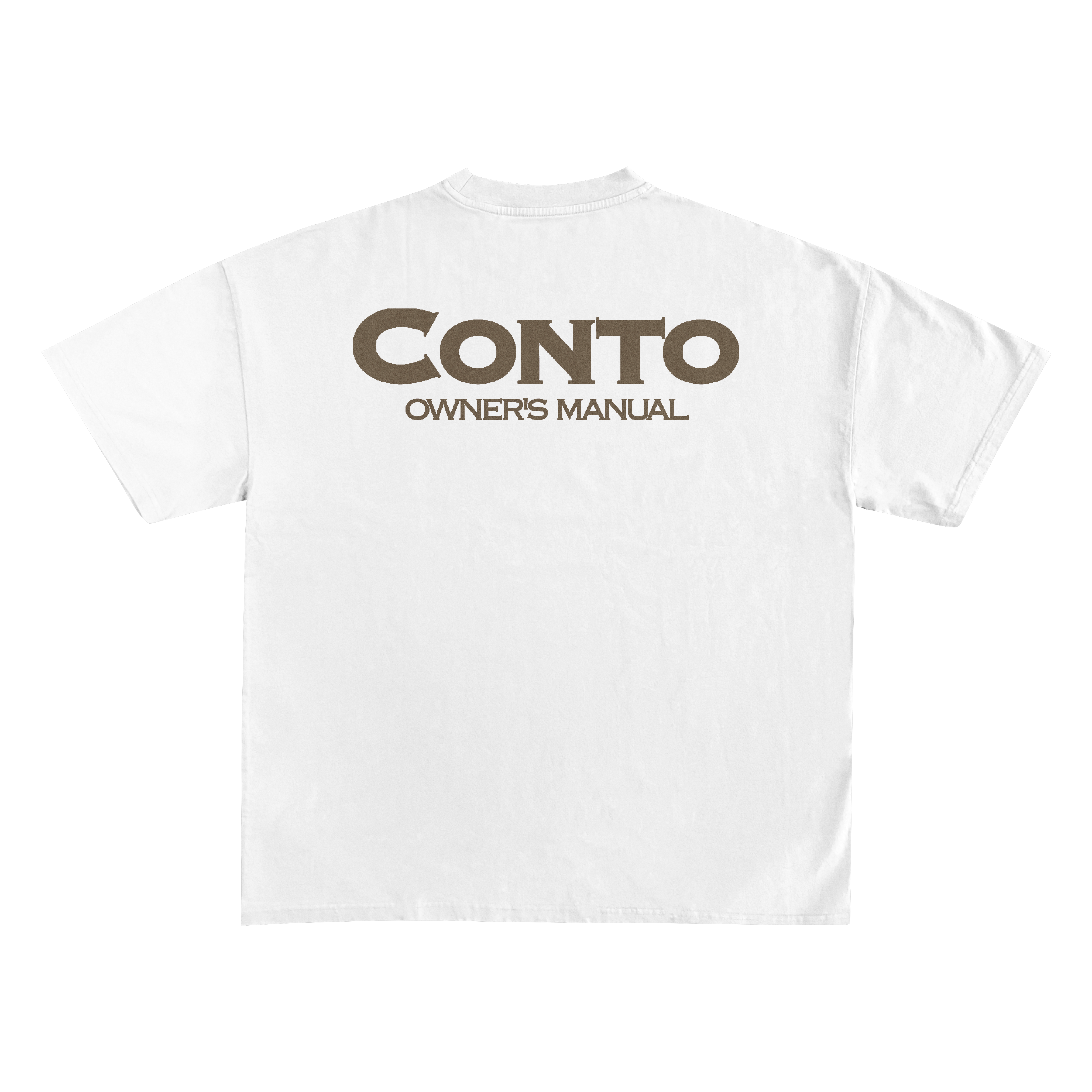 CONTO OWNERS MANUAL T-SHIRT - WHITE & BROWN.