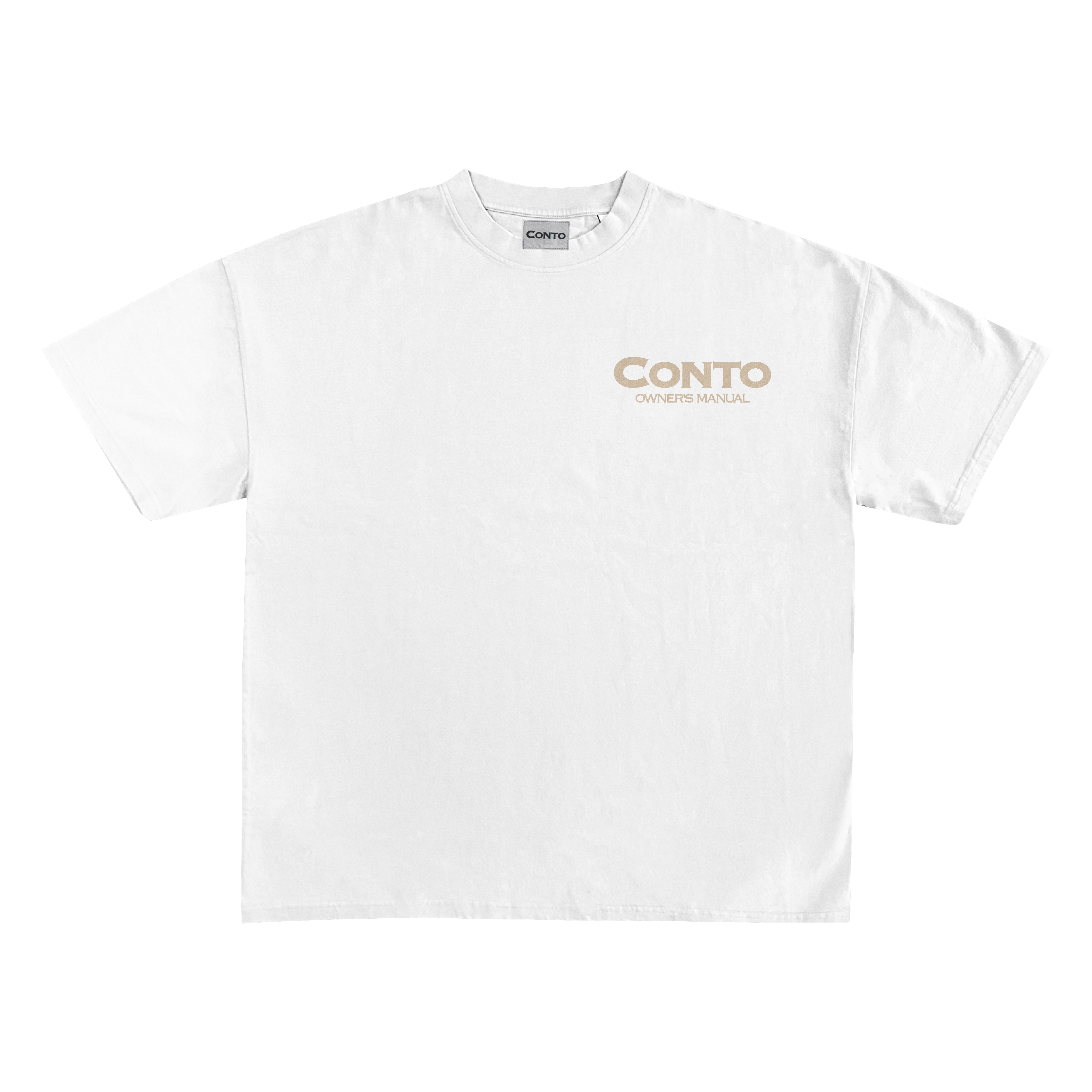 CONTO OWNERS MANUAL T-SHIRT - WHITE & CREAM.